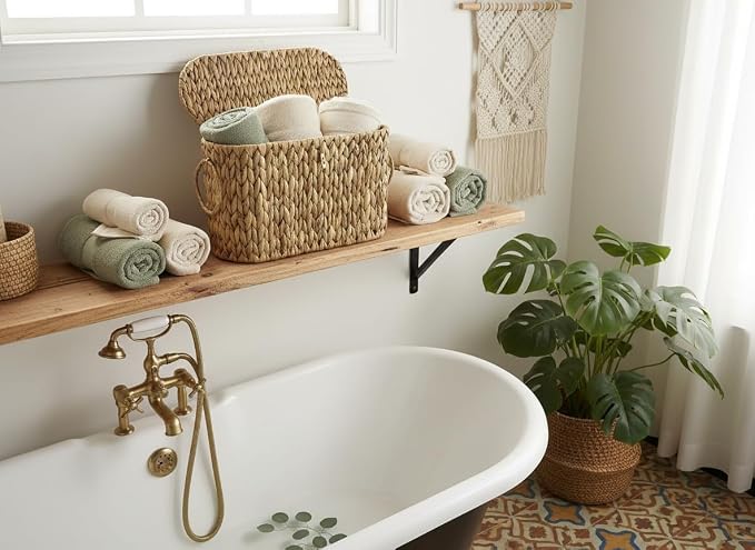 Toilet Paper Basket with Lid, Wicker Basket - Image 5