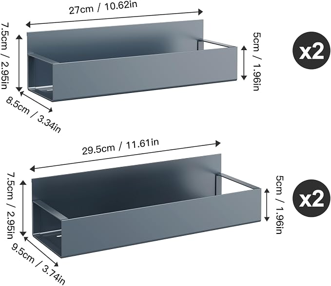 4 Pack Moveable Fridge Magnetic Spice Racks, Metal Grey - Image 2