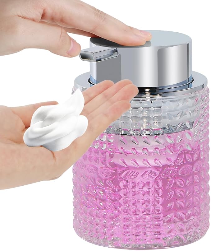 Foaming Hand Soap Dispenser, 10 oz Refillable Clear Glass Foam Soap Dispenser by Fvstar