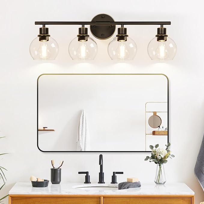 4-Light Bathroom Light Fixtures, Oil Rubbed Bronze Bathroom Lights Over Mirror - Image 6