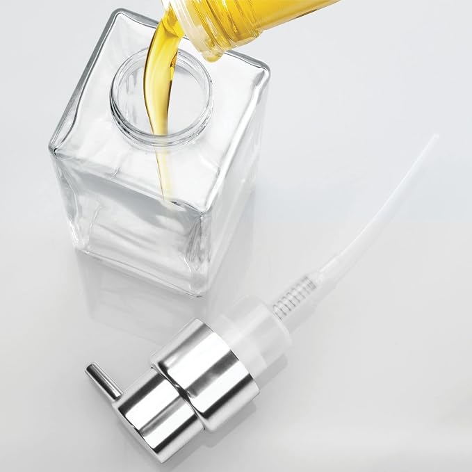 mDesign Glass Refillable Foaming Hand Soap Dispenser Modern Square Pump Bottle - Image 6