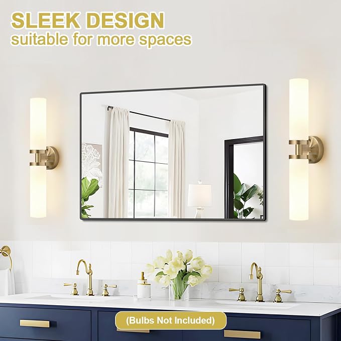 Wall Sconces Set of Two, Brass Bathroom Sconces Wall Lighting - Image 6