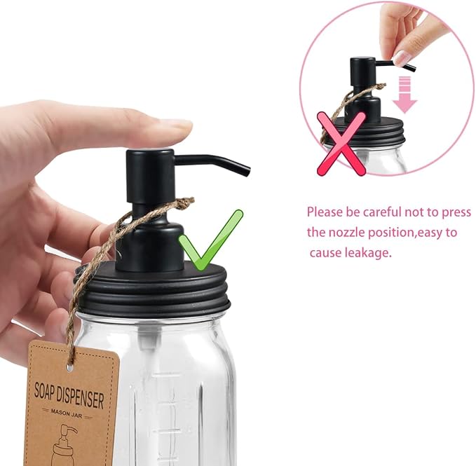 Amolliar Mason Jar Bathroom Accessories Set 4 Pcs -Lotion Soap Dispenser & 2 - Image 2