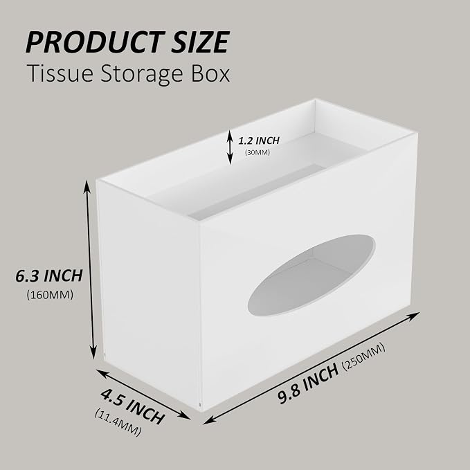 White Acrylic Tissue Box Cover Rectangular, Acrylic Tissue Dispenser - Image 2