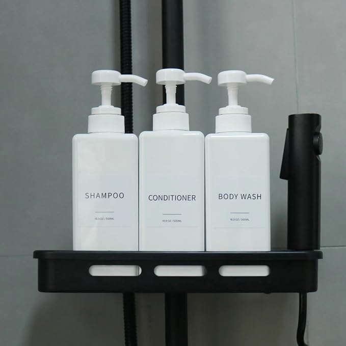 Shampoo and Conditioner Dispenser, Refillable Plastic Shampoo Pump Bottles - Image 4