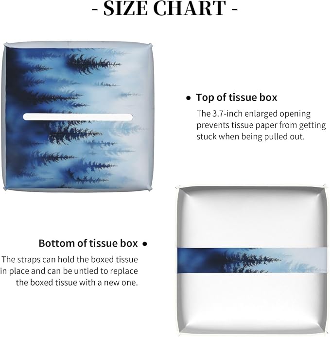 Blue Forest Tree Tissue Box Cover Square Leather Tissue Holder Decorative - Image 5