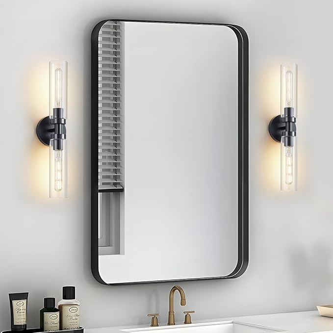 2 Light Bathroom Wall Sconce Set of 2, Modern Farmhouse Black Bathroom Light - Image 8