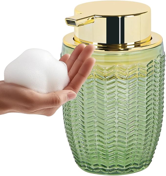 Green Foaming Soap Dispenser, Glass Foam Hand Soap Dispenser by Tonxus