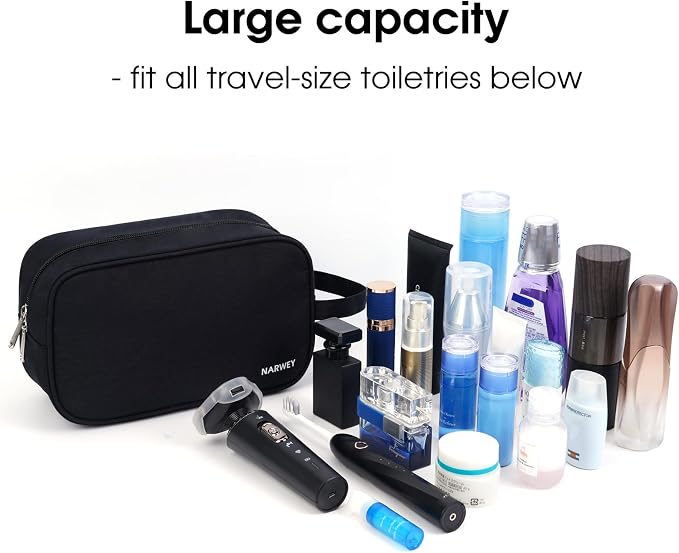 Narwey Travel Toiletry Bag for Women Traveling Dopp Kit Men Travel Bag for - Image 4