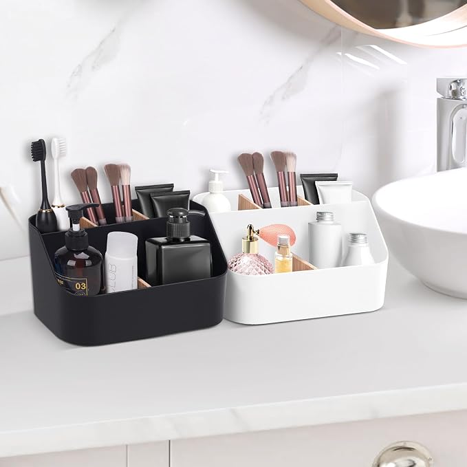 Set of 2 Toothbrush Holder for Bathrooms, 5 Slot Electric Toothbrush Toothpaste - Image 5