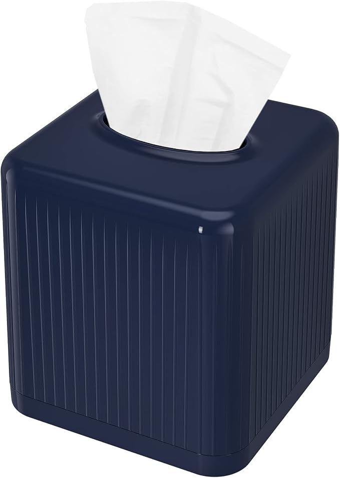 Livelab Tissue Box Cover with Base, Square Plastic Tissue Box Holder Decorative by LIVELAB