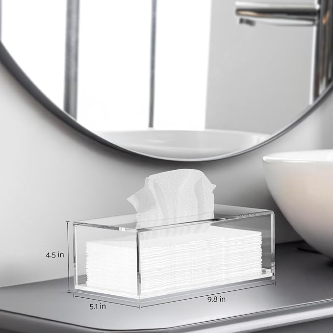HIIMIEI Acrylic Tissue Box Cover, Rectangle Tissue Holder - Image 3