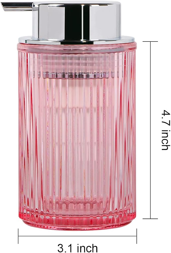 Foaming Soap Dispenser, 12 Oz Pink Glass Foam Hand Soap Dispenser, Refillable - Image 7