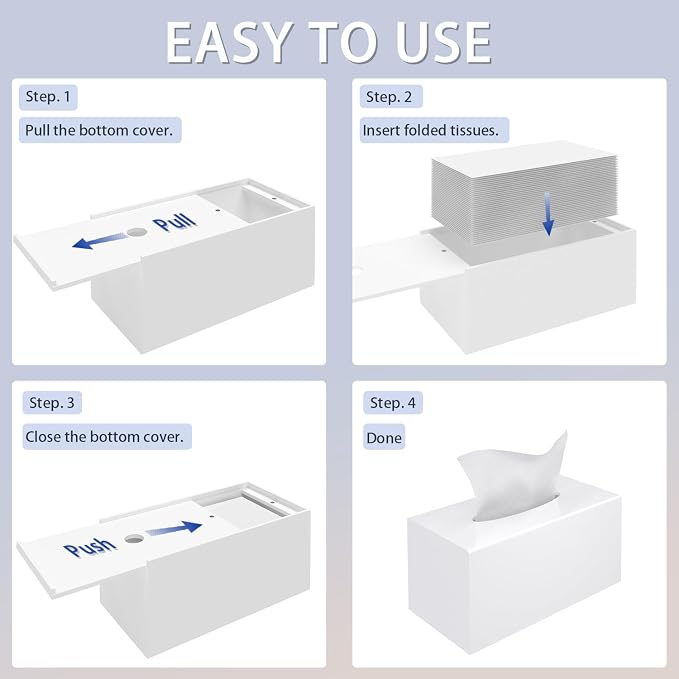 Tissue Box Cover, PITBVO Acrylic Tissue Box Holder Rectangle Upgrade Size - Image 5