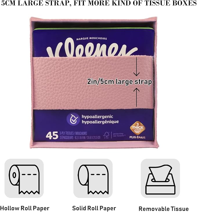 Tissue Box Cover Holder Square Tissue Cube Cover PU Leather Tissue Organizer - Image 3