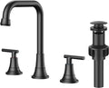 FORIOUS Black Bathroom Faucet for Sink 3 Hole, Widespread Matte Black Bathroom by FORIOUS