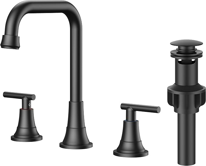 FORIOUS Black Bathroom Faucet for Sink 3 Hole, Widespread Matte Black Bathroom by FORIOUS