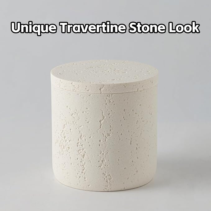 Bathroom Accessories Set, 4 Piece Travertine Stone Look Collection, Modern Bath - Image 5