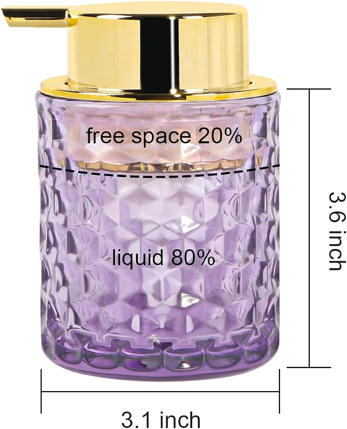 Purple Glass Foaming Soap Dispenser, Bathroom Refillable 10 Oz Foam Hand Soap - Image 7