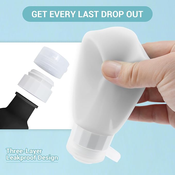 Travel Bottles Leak Proof, 3 oz TSA Approved Silicone Squeezable, Refillable - Image 5