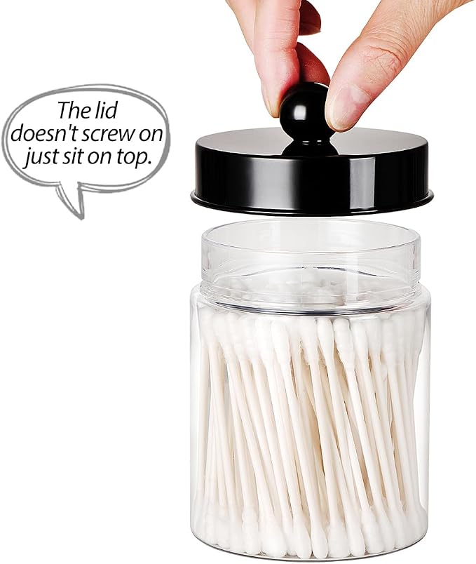 3PC Farmhouse Decor Qtip Holder Apothecary Jars Bathroom Vanity Storage - Image 3
