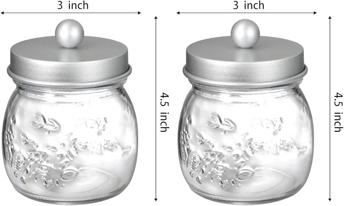 SheeChung 2 Pack Qtip Holder for Bathroom, Cotton Swab Holders, Cute Mason Jars - Image 6