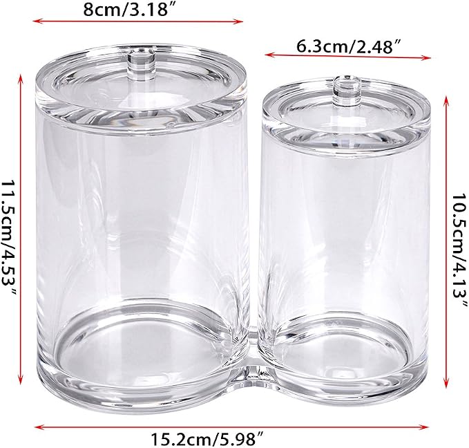 Hipiwe Clear Acrylic Cotton Swab Holder Preminm Quality Round Container Cotton - Image 6