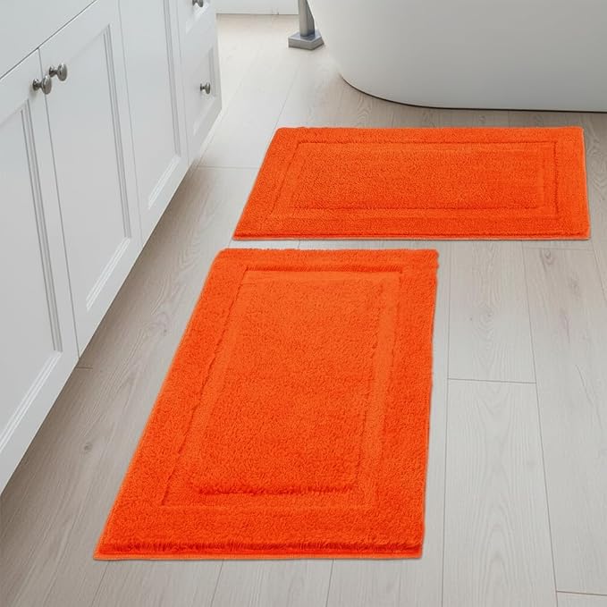 SHACOS Orange Fall Bathroom Rugs Sets 2 Piece 20x32 + 16x24 inch, Non Slip Bath by SHACOS