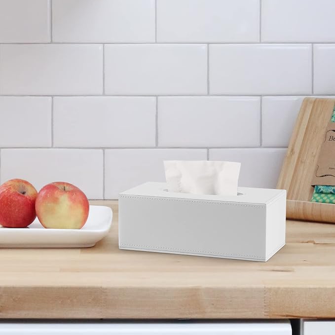 Tissue Box Cover, PU Leather Tissue Box Holder Rectangular Tissue Holders - Image 2
