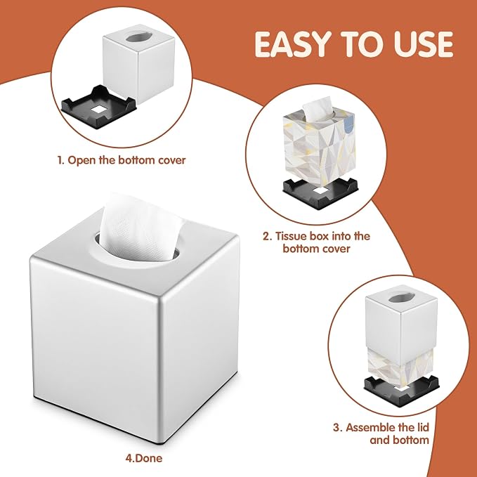 Tissue Box Cover, Decorative Square Facial Storage Tissue Box Holder, Home - Image 7