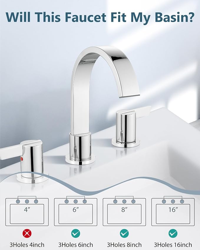Aolemi Bathroom Faucets 3 Hole, 8 Inch Widespread Waterfall Bathroom Sink Faucet - Image 8