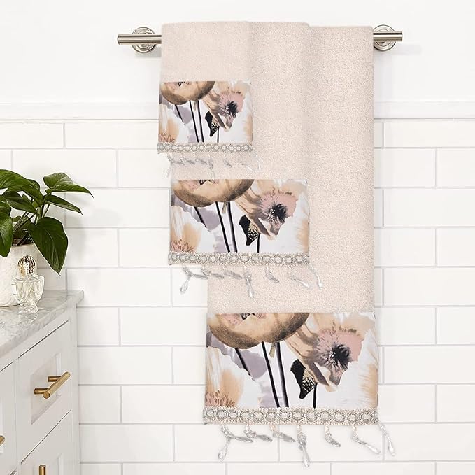 Zahari Home Poppy Fields Modern Bathroom Towel Set - Image 2
