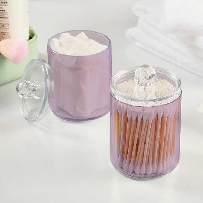Thistle Purple Qtip Holder Organizer Dispenser Cotton Swabs Cans Plastic Jars - Image 5