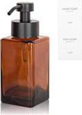 Foaming Soap Dispenser with Stainless Steel Pump, 12oz Refillable Glass Liquid by UUJOLY