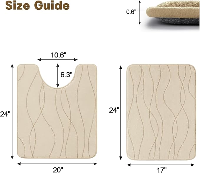 YIHOUSE Memory Foam Bathroom Rug Sets 2 Piece, Ultra Absorbent Bath Mat - Image 2