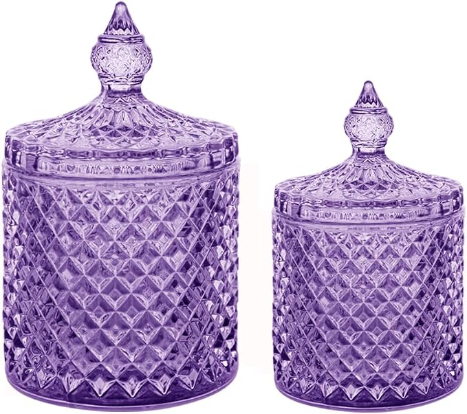 R FLORY 2 Pack Qtip Holder Glass Apothecary Jars by FLORY