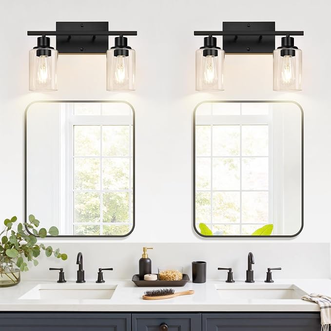 Matte Black 2-Light Bathroom Vanity Light - Image 6