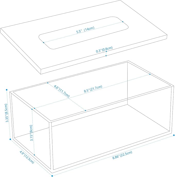 SANRUI Clear Acrylic Facial Tissue Box Cover Holder - Image 3