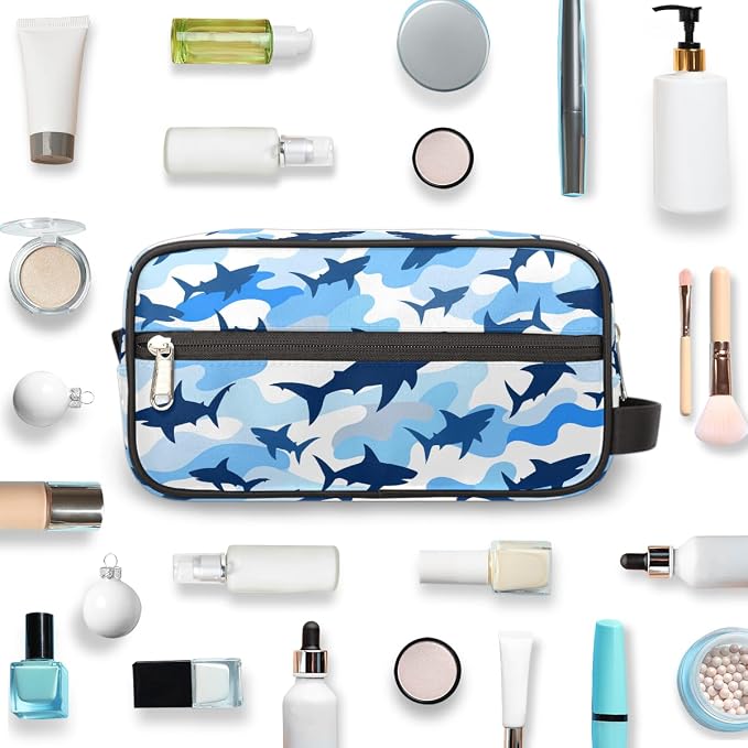 Shark Blue Camo Kids Toiletry Bag - Image 5