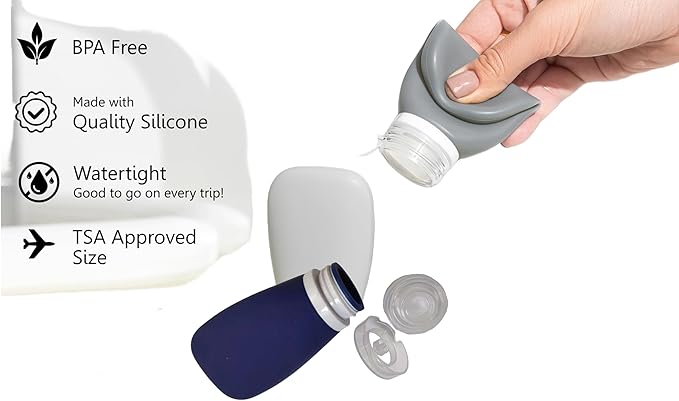 Travel Bottles for Toiletries, TSA Approved 3oz Leak Proof Silicone Soft - Image 5
