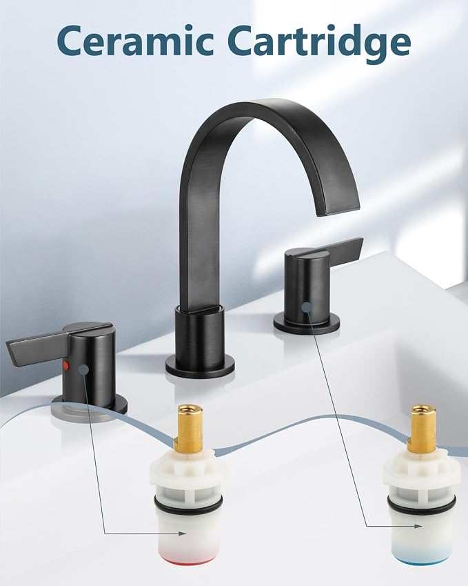 Aolemi Bathroom Faucets 3 Hole, 8 Inch Widespread Waterfall Bathroom Sink Faucet - Image 5