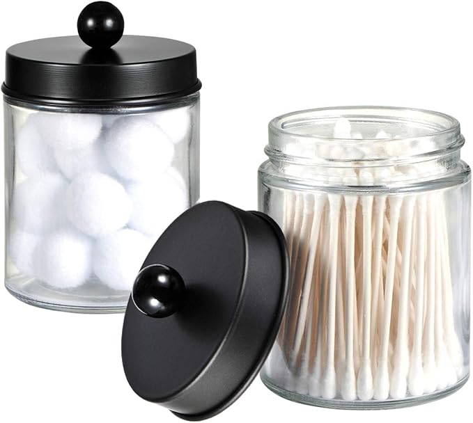 Amolliar 4 Pack Apothecary Jars Bathroom Vanity Storage Organizer Set - Image 3