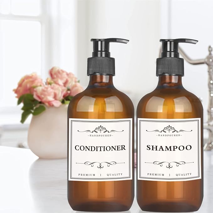 4 Pack 16.9 Oz Shampoo and Conditioner Hand Soap Dispenser Refillable Pump - Image 5