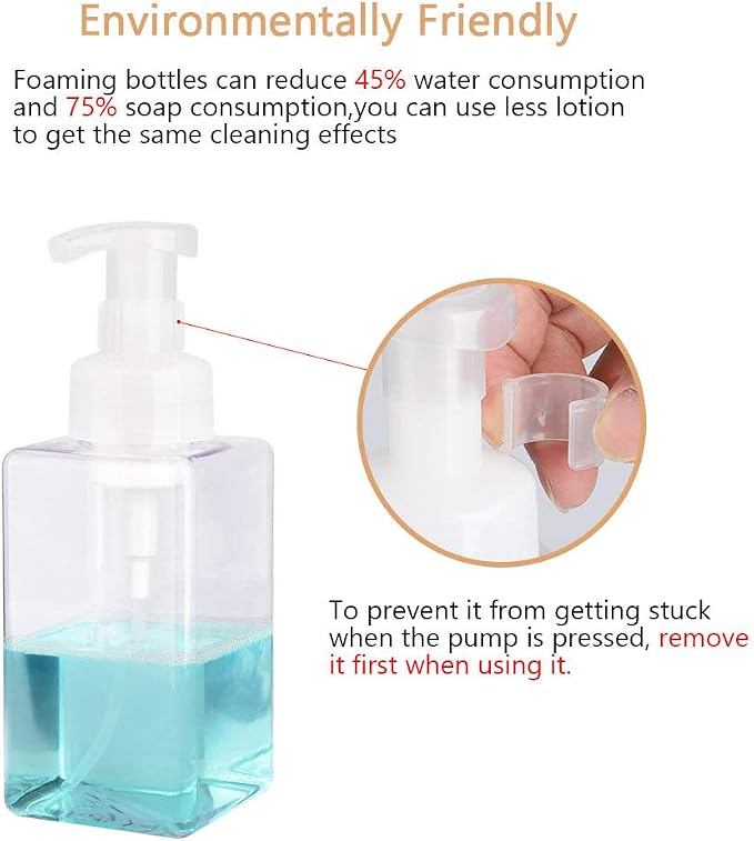 UUJOLY Foaming Soap Dispenser, 450ml Refillable Pump Bottle Plastic - Image 2