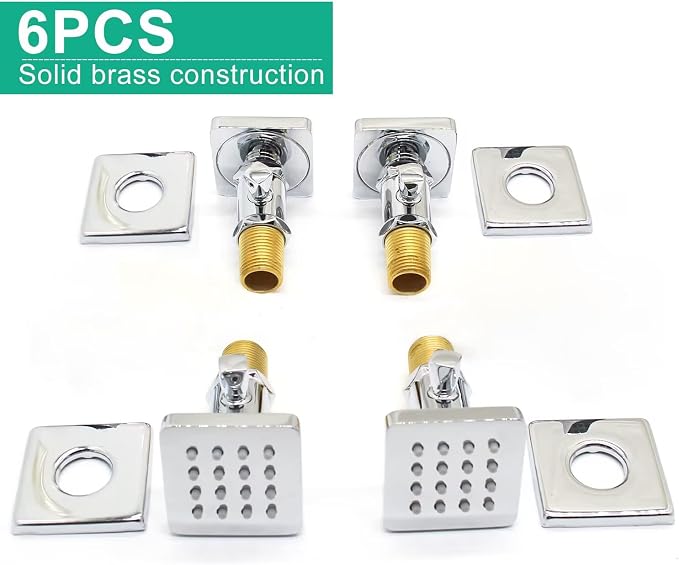 Brass Shower Body Jets with Adjustable Flow, Massage Spa Polished Chrome Square - Image 5