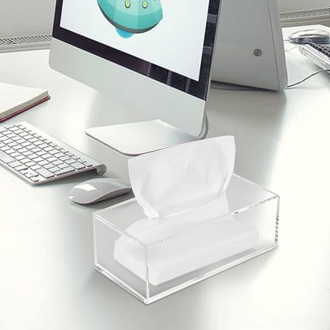 Acrylic Tissue Box Cover, PITBVO Facial Napkin Dispenser Holder Case Dryer - Image 7