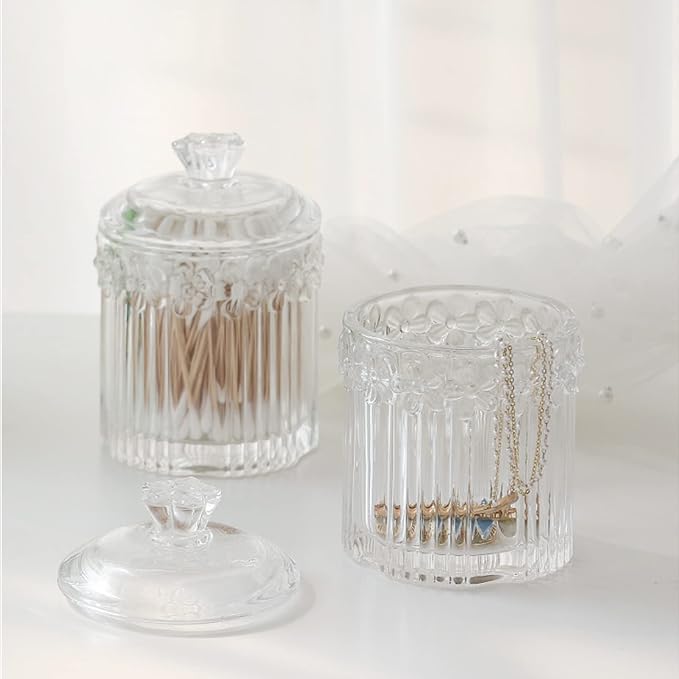 rejomiik 2 Pack Qtip Holder Glass Apothecary Jars - Image 9
