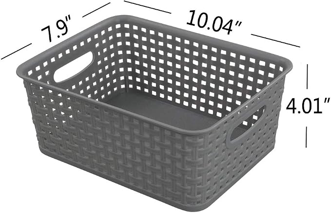 Sandmovie Grey Plastic Rattan Storage Baskets, 6 Packs - Image 2
