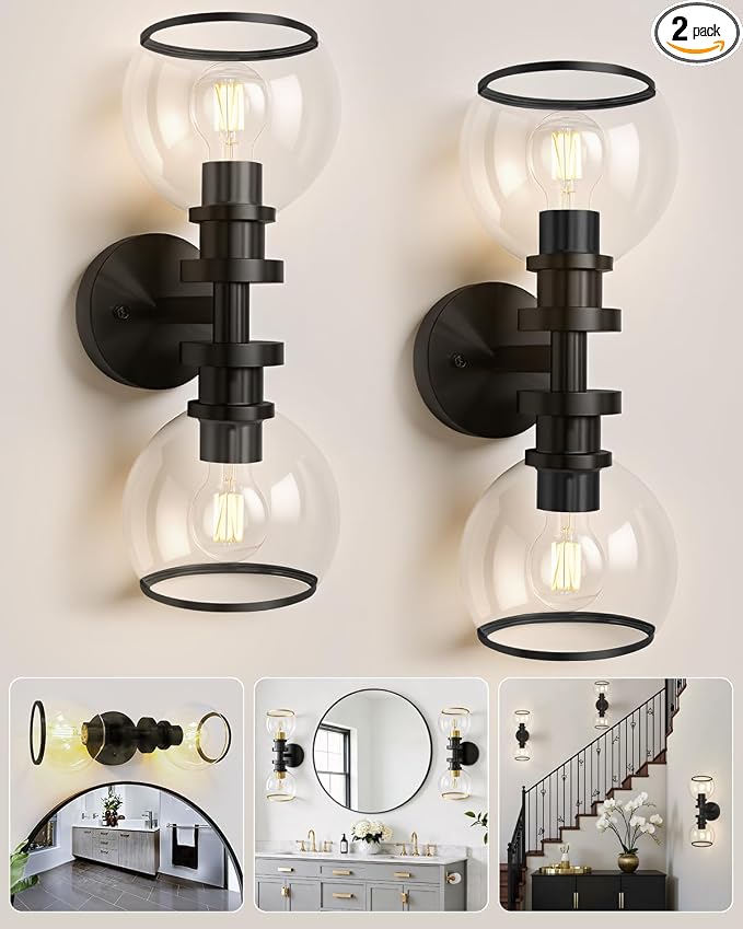 Wall Sconces Set of Two, Hardwired Modern Wall Light Fixtures by Aulaiyi