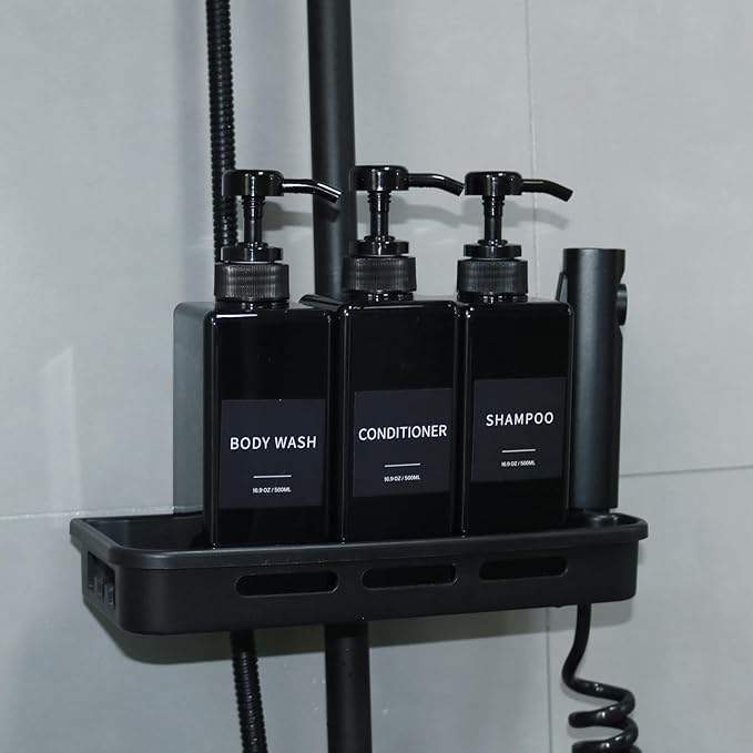 Shampoo and Conditioner Dispenser, Refillable Plastic Shampoo Pump Bottles - Image 4